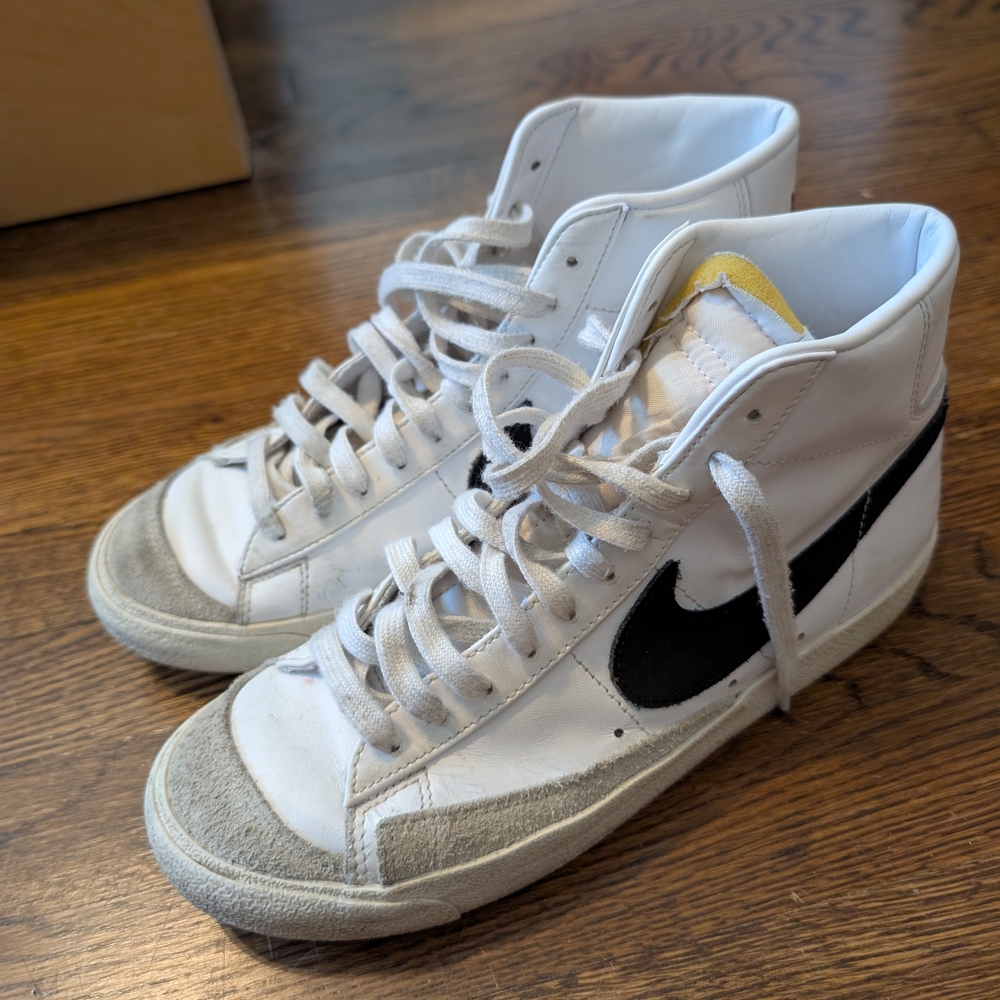 Nike White and Black High-Top Sneakers